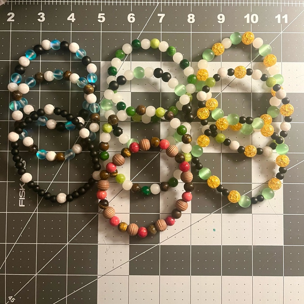 Bundle of 10 Unique Handmade Glass Beaded Bracelets